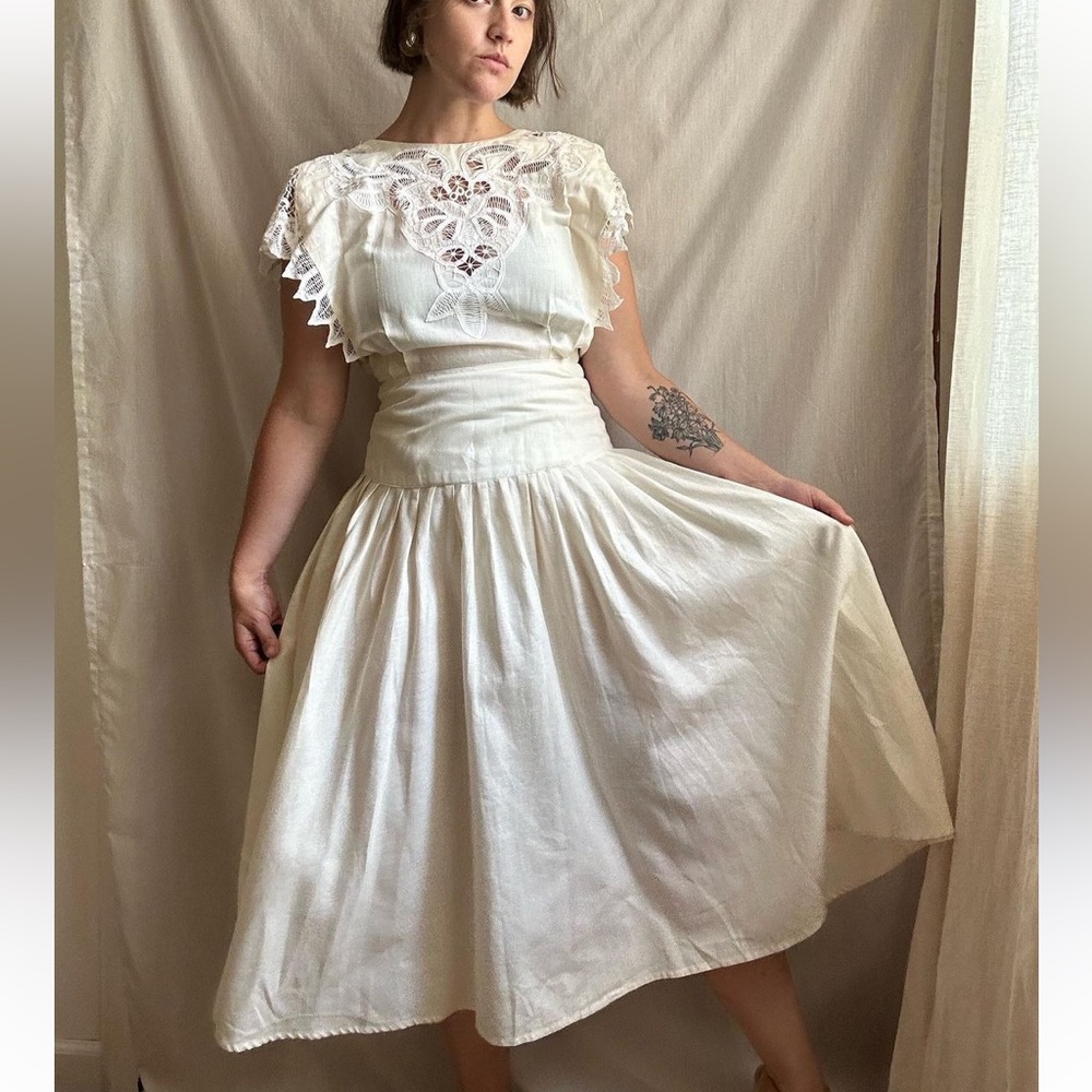 Vintage Nancy Johnson White Dress